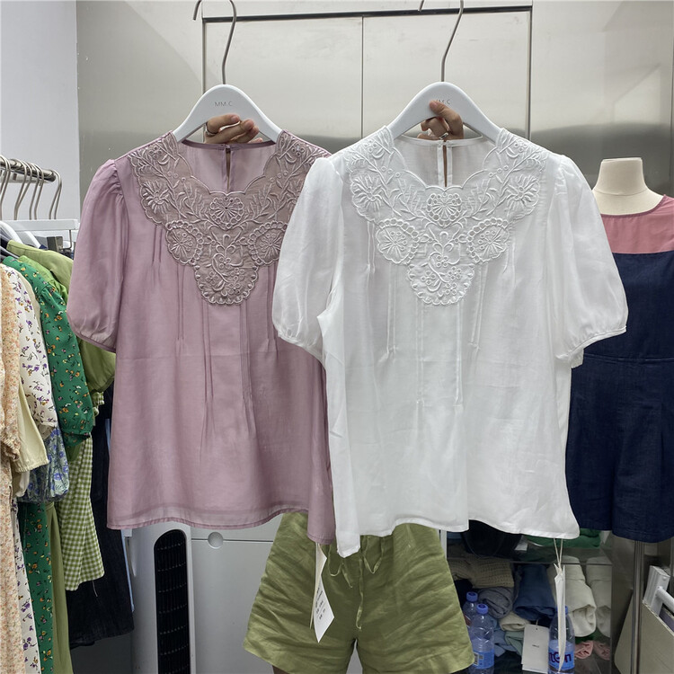 [mm.c] stitched embroidered short sleeve shirt 85637\xj