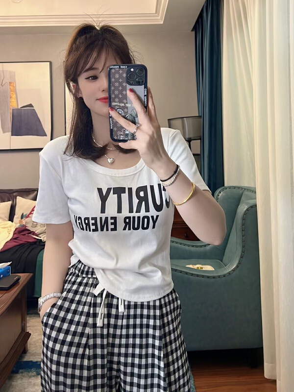 [barley] letter printed loose bottomed shirt 6097\hjy