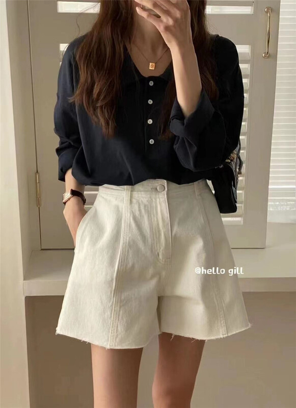 [gill] net loose and versatile raw denim shorts 1069\zjy