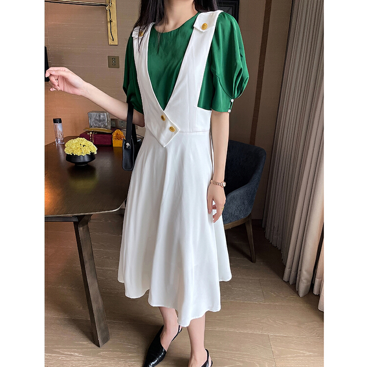 [Hanna inclusive] fashion cross high waist dress m3171\jhy