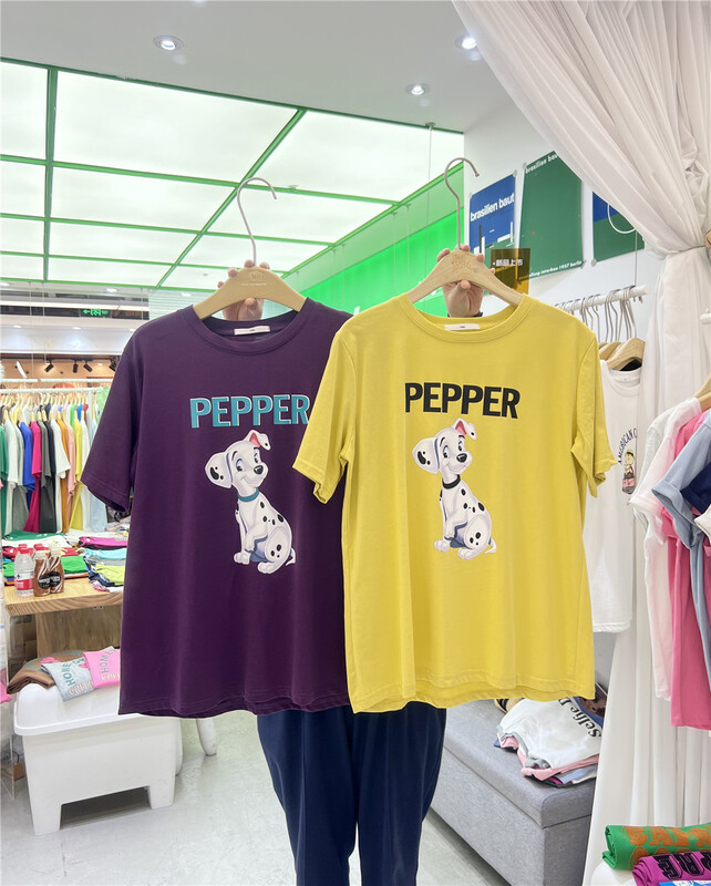 [1986] casual simple cartoon dog print short sleeve T-shirt f3407\lsl