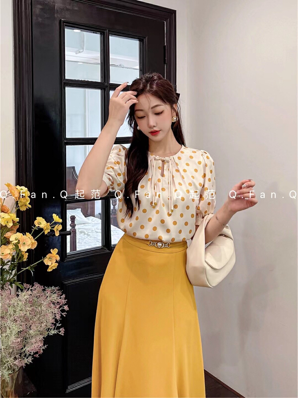 [style] Satin Polka Dot new Chinese versatile shirt 80127\jhy