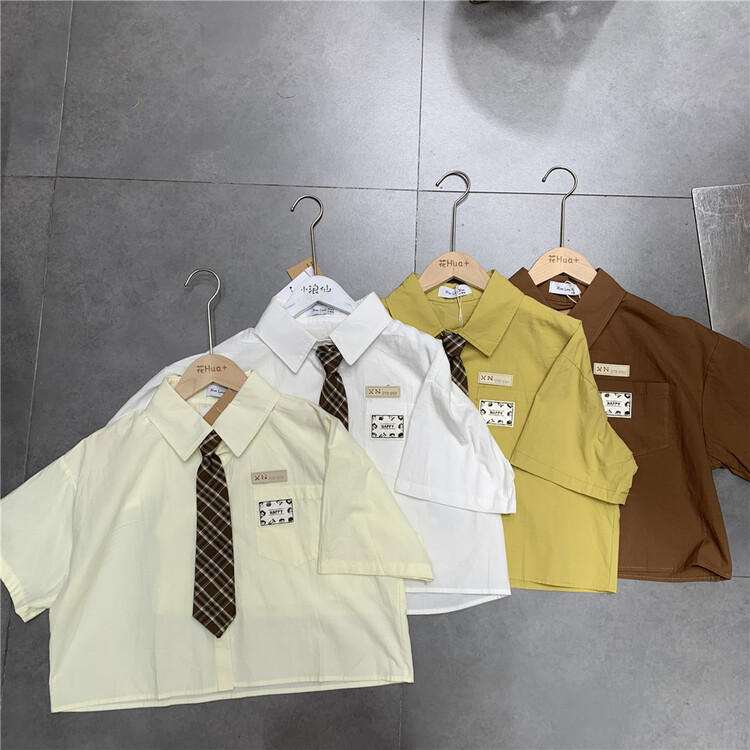 [hua+] simple loose Vintage shirt (with tie) 7300\lsw
