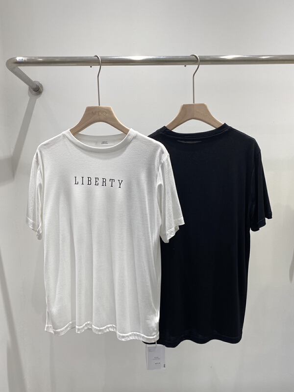 [Mido] Korean alphabet printed loose short sleeve T-shirt (T-shirt only) 6012-2\lsl