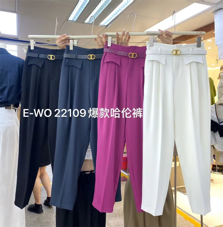 [e-wo] Korean simple slim casual pants (with belt) 22108\lsw