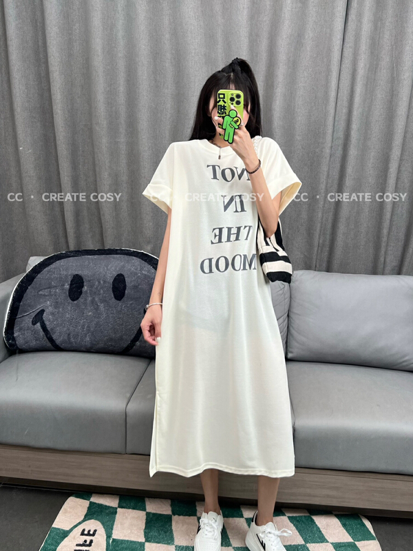 [CC] Korean simple letter printed long short sleeve T-shirt 8802\xyy