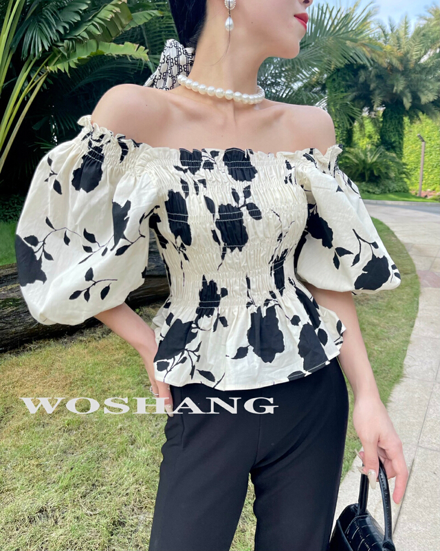 [woshang woshang] French retro ink painting printed shirt 1322 × XYJ