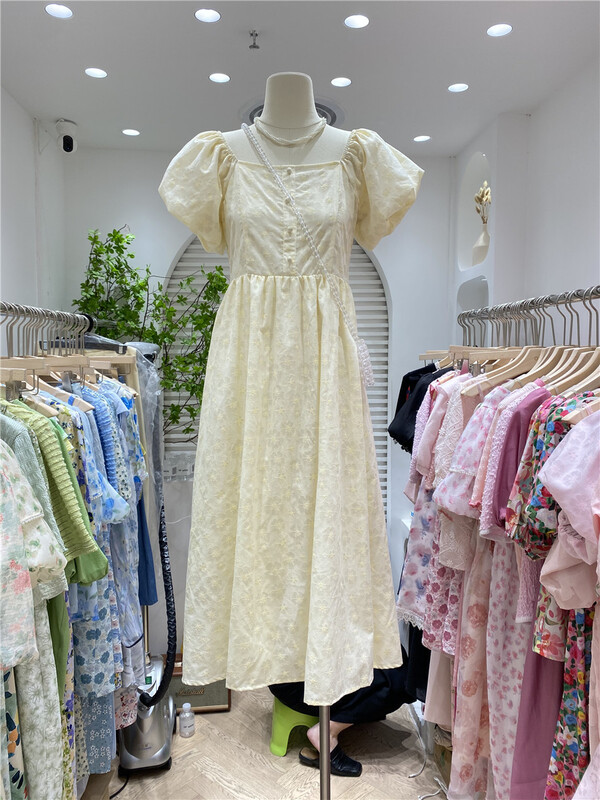 【OF WHITE】優雅氣質泡泡袖連衣裙  881606#  HJY