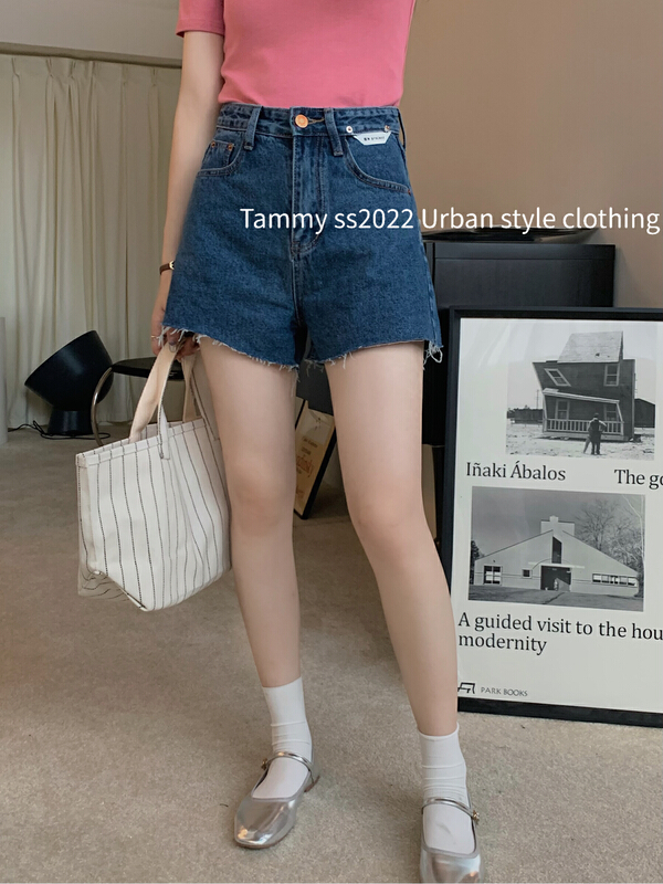 [Tammy] high waist simple blue ocean urban denim shorts 50975\l