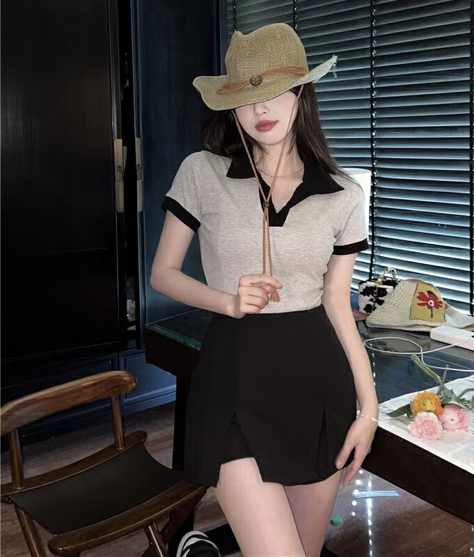 [xinyuanjieyi Xinyuan clothing] polo collar design sense niche short sleeve T-shirt 539a\pcz