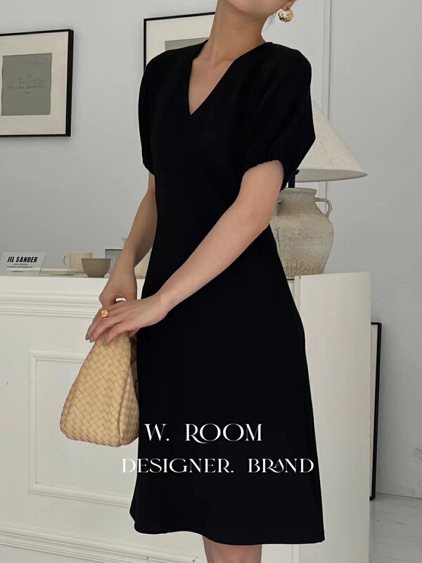 [w.room] bubble sleeve V-neck dress 2125\zxl