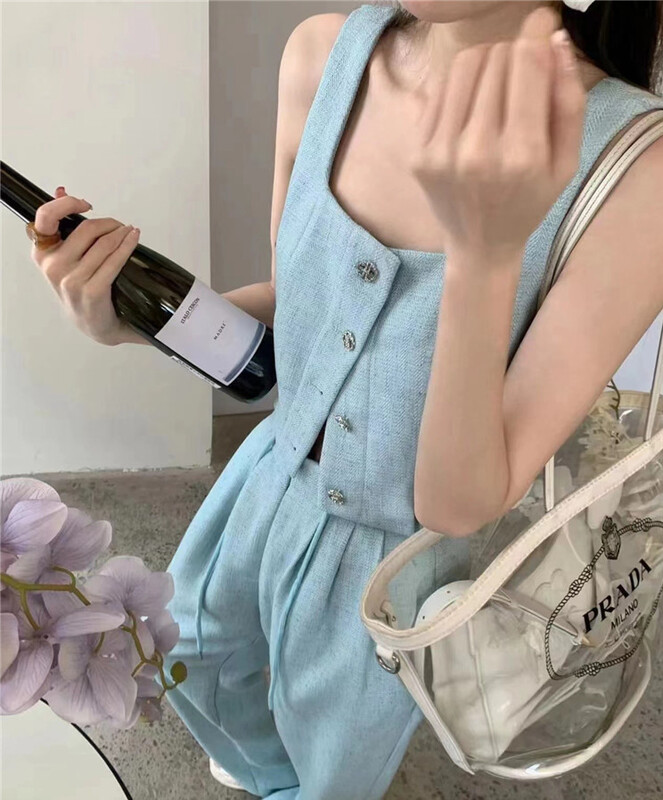 [mosaic] fashion versatile Vest + comfortable and simple casual pants set 225008\lwy