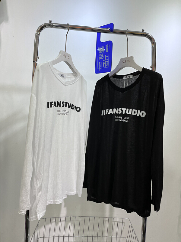 [M.M] personalized letter loose V-neck sunscreen shirt 8113\l