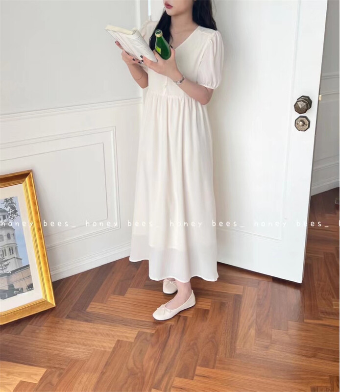 [honeybees] French V-neck dress 8920\l