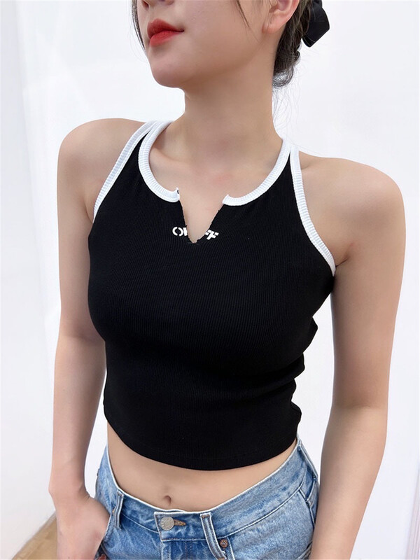 [Tan] fashionable contrast color edge knitted vest / suspender t3542\zxl