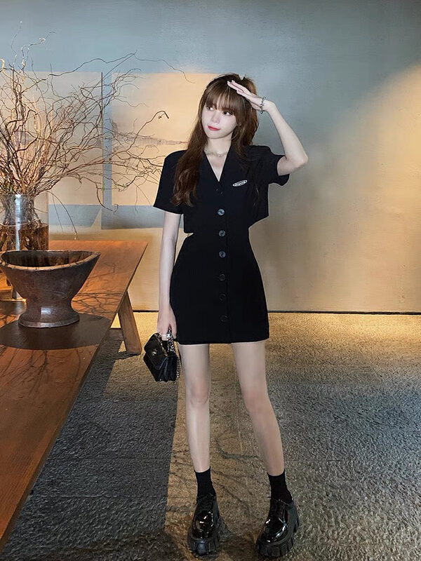[Amanda] temperament open waist suit dress 9671\pcz