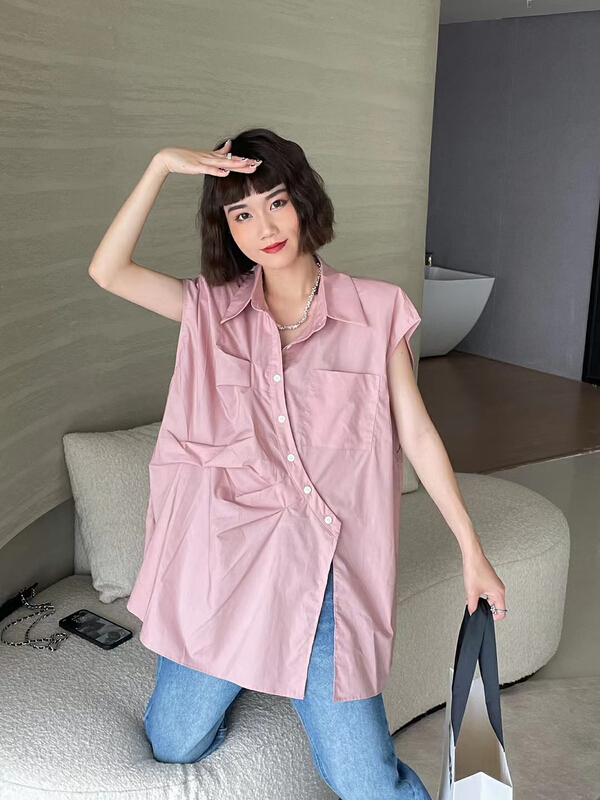 [Yuanxi] design sense simple sleeveless shirt 849\lsl