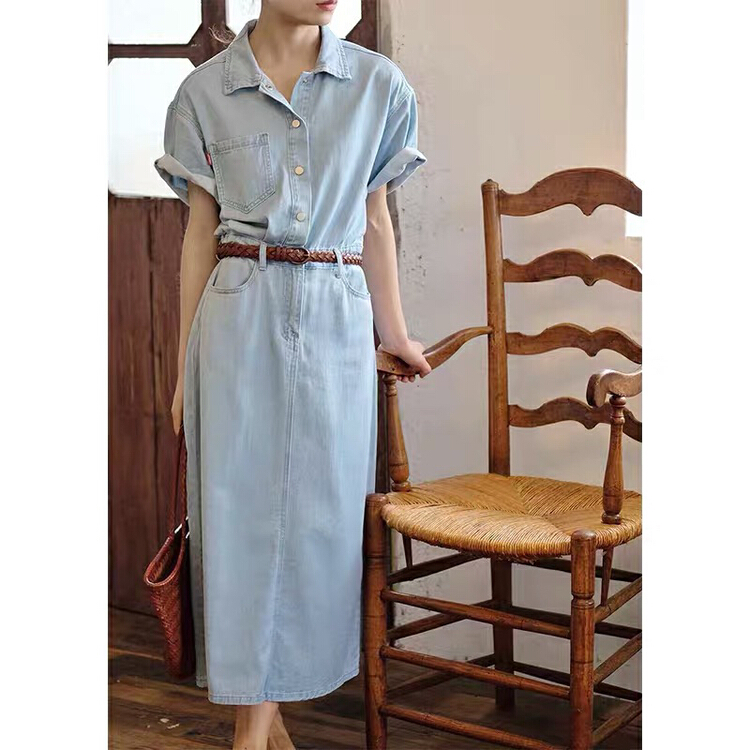 [x · h studio] Korean casual cowboy waist shirt dress 1217\ozq