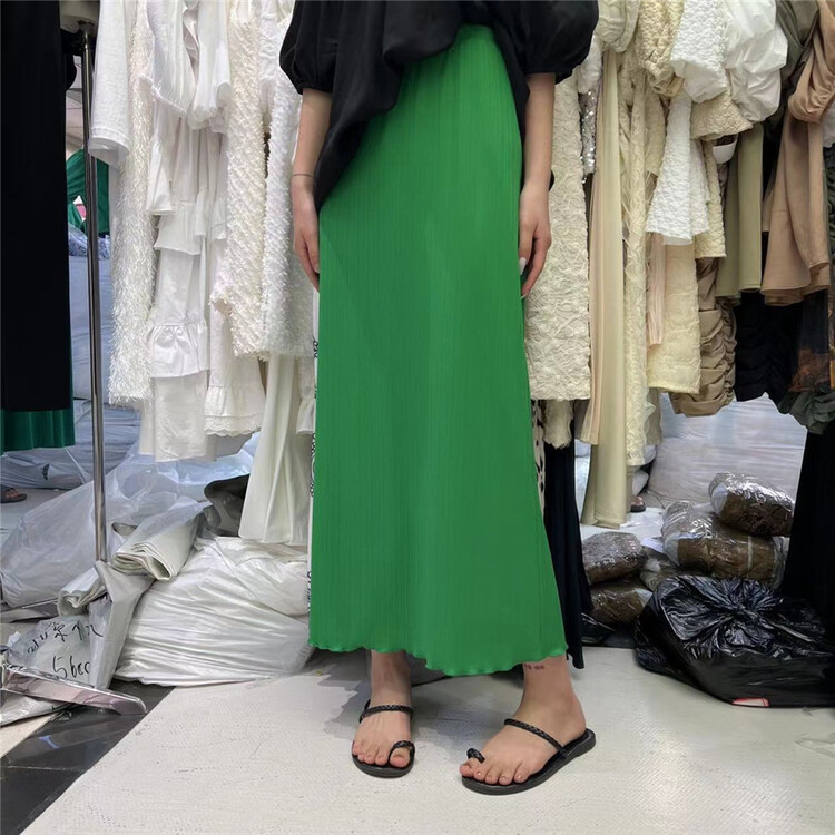 [modern 197] elastic waist solid color versatile skirt 61095\lsl