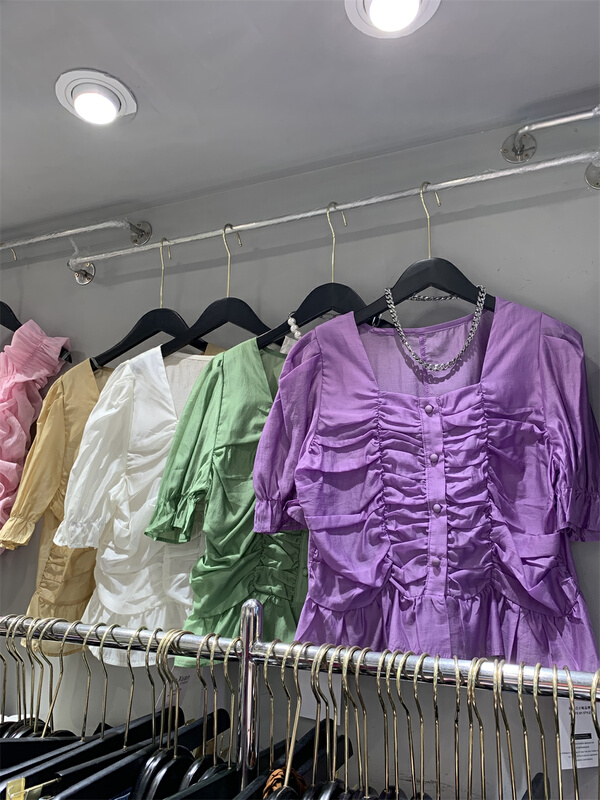 [x.xun] square neck pleated design shirt 7372\pcz