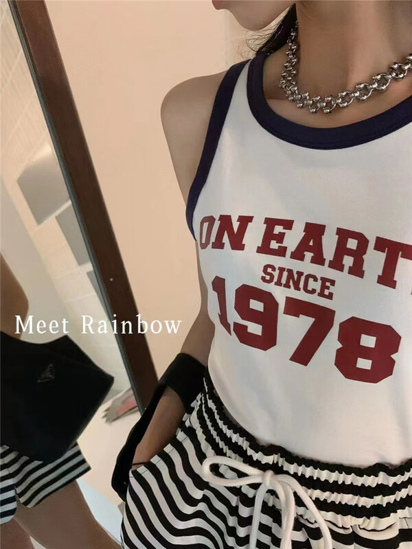 [Qian Jiao QIANJIAO] letter printed Korean vest / sling 69100\pcz