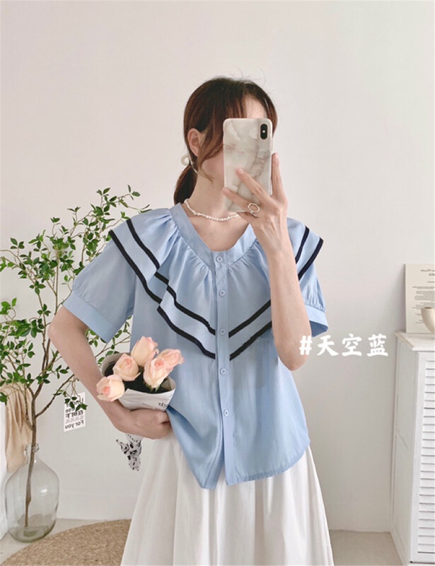 [Lina] fashionable, fresh and simple small shirt 9052\zxx