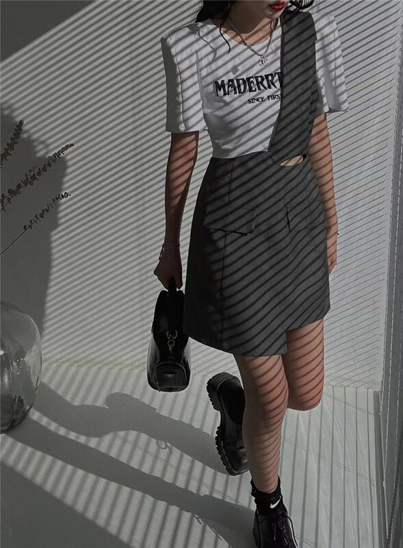 [ESU] Korean fashion slim fake two piece dress 3829\ozq