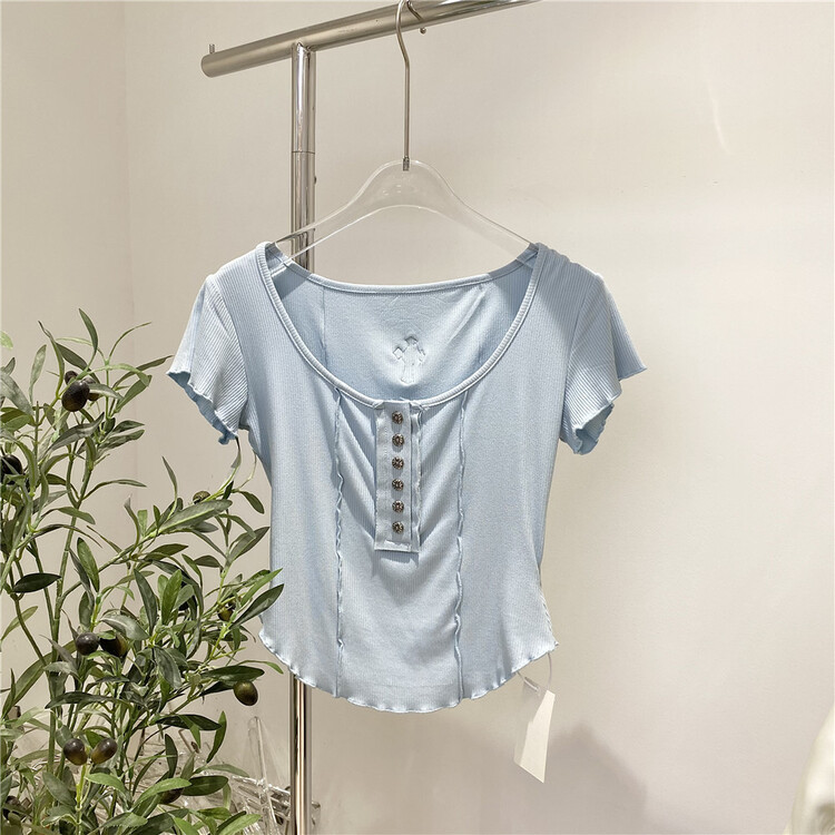 [Tan] slim fit and slim versatile short sleeve T-shirt t3545\zxl