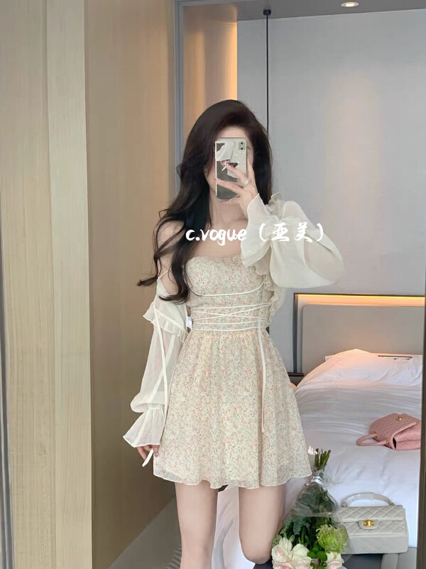 [Asian American clothing] Korean minority's gentle texture sense waist strap dress 3975\pcz