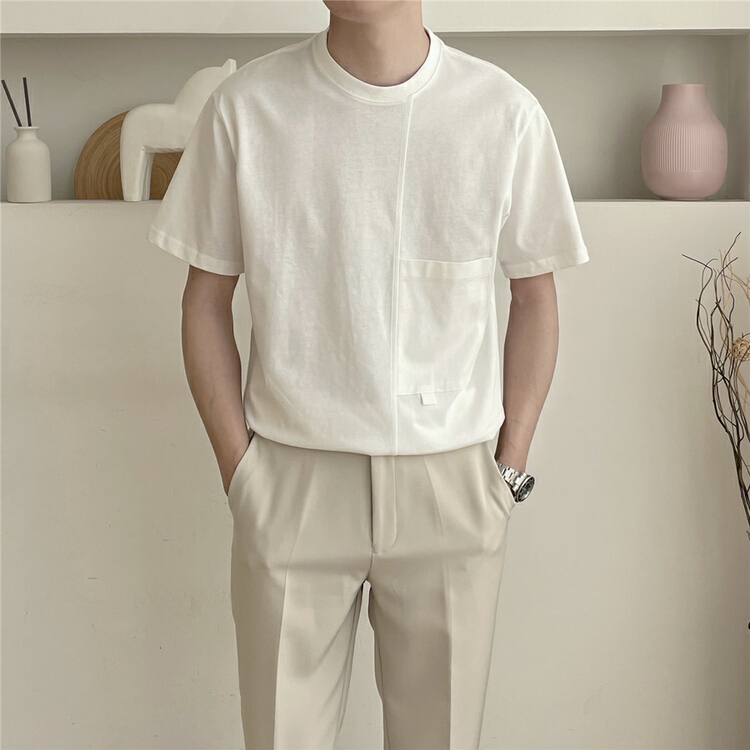 【 Macallan 】 round neck solid color versatile short sleeve T-shirt ys1-206\zzl