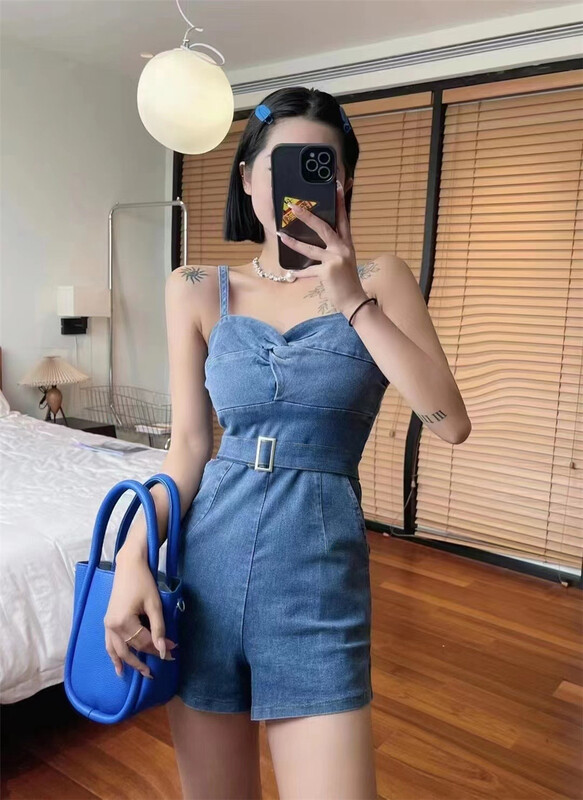 [x.xun] suspender Korean series age reducing Jumpsuit (with waist rope) (excluding necklace) 7397\pcz