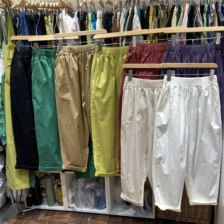 [ninestone nine stones] elastic waist clean comfortable casual pants 79968-1\l