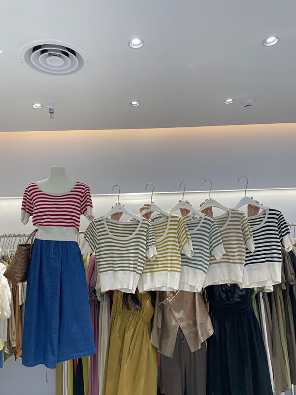 [U grain] round neck stripe comfortable t-shirt ys1-6015\hbx