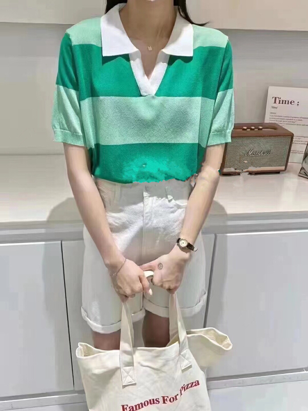 [S.J] design sense niche contrast striped polo shirt ys6915\lsw