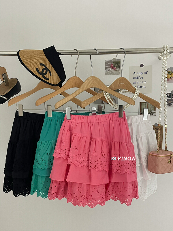 [finoa] Korean version of foreign style versatile patchwork lace skirt 10516\jhy