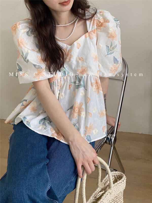 [miss.c studio] square collar fashion floral shirt 6015\zxx