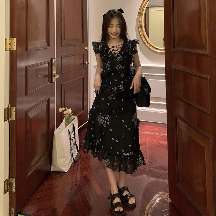 [NC edition/new color] Vintage Ruffle print dress z2605 \zxx