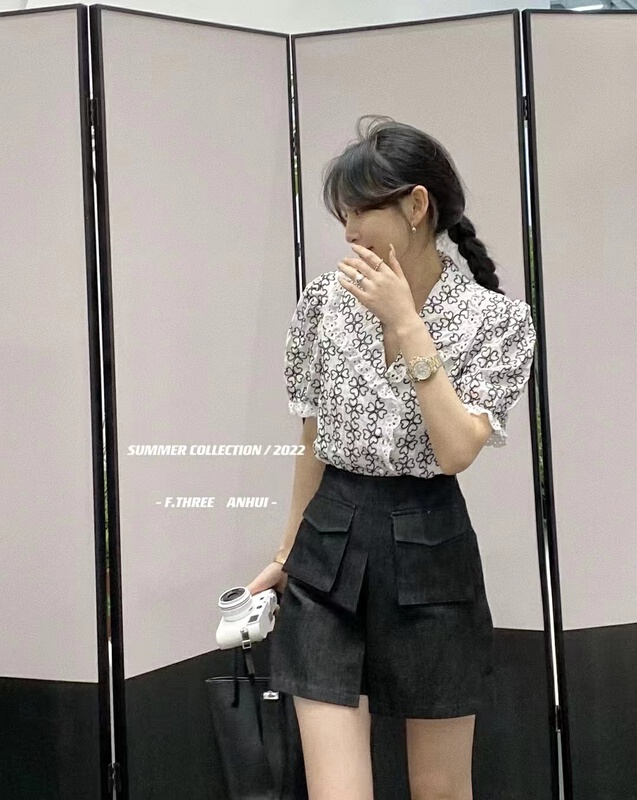 [f.three] double pocket design for slim waist skirt pants 95283\xj