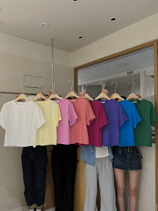 [finoa] Japanese and Korean simple and versatile short sleeve T-shirt 953\cls