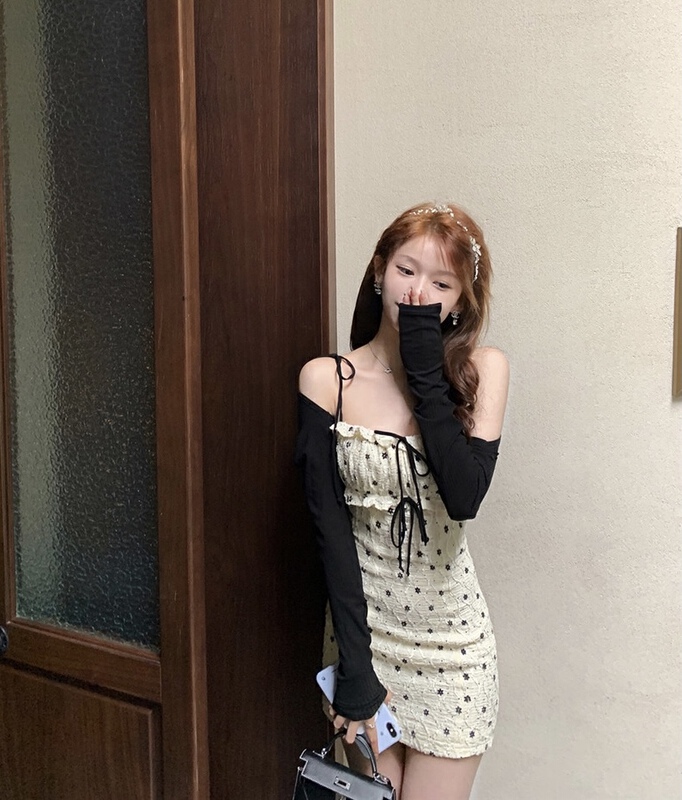 [NC edition/new color] Korean suspender dress with small flower and fungus edge q9551\zxx