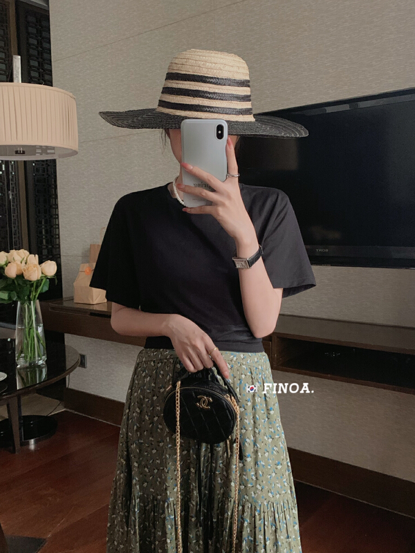 [finoa] casual design back waist strap short sleeve T-shirt (with waist rope) 10559