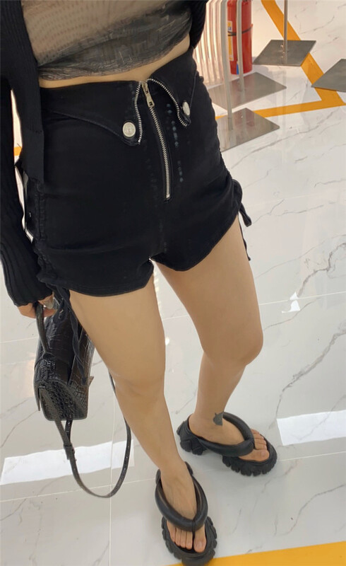 [semi plain] niche design drawstring denim shorts c1003\zjy