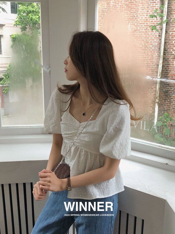 【WINNER】夏日小清新減齡風提花鏤空小衫  9086#  LL