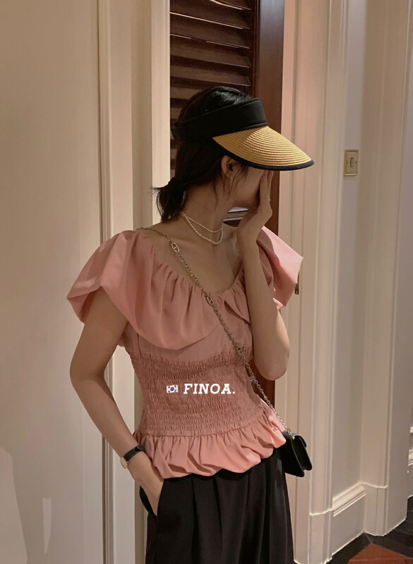 [finoa] Korean soft off shoulder tight shirt 10511