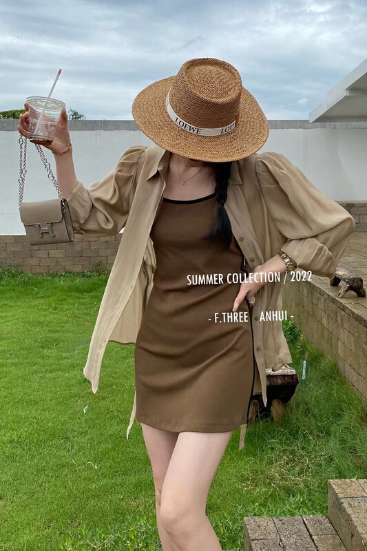 [f.three] sunscreen lining + suspender skirt suit (with belt) 87376\xj