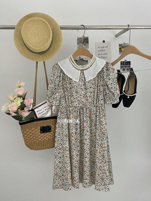 [finoa] Korean fashion floral thin dress 1150\jhy