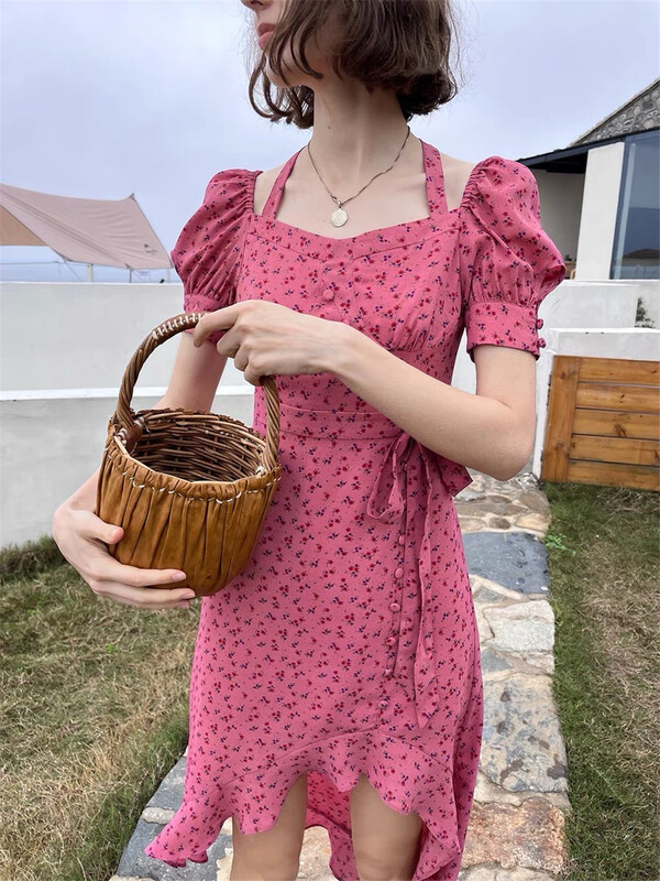 [NC edition/new color] Korean sweet neckline irregular hem dress z2626\zxx