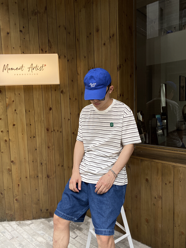 [Han style] comfortable simple stripe round neck short sleeve T-shirt 750\zzl