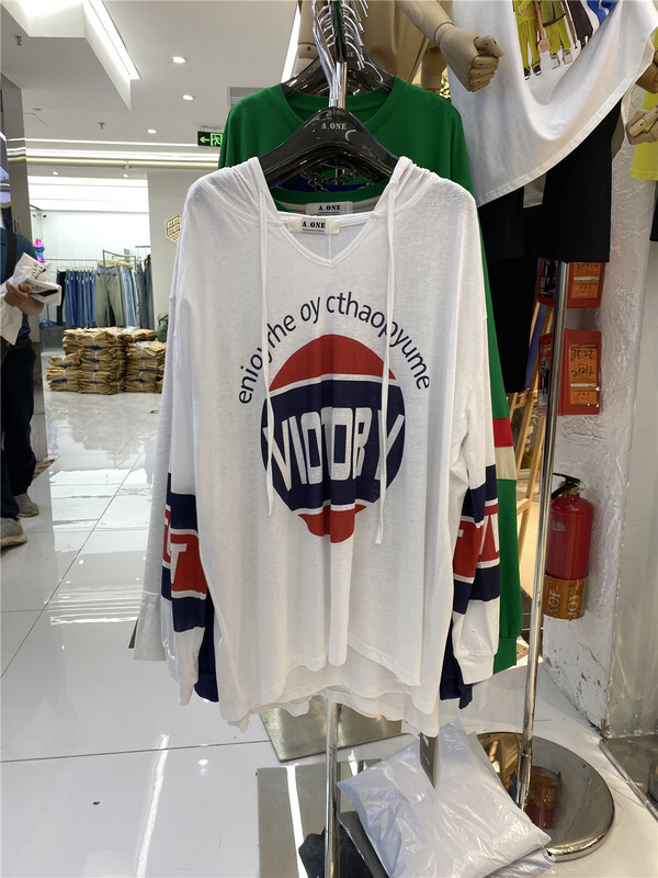 [didi] letter print color contrast sunscreen shirt ys1-6072\ozq