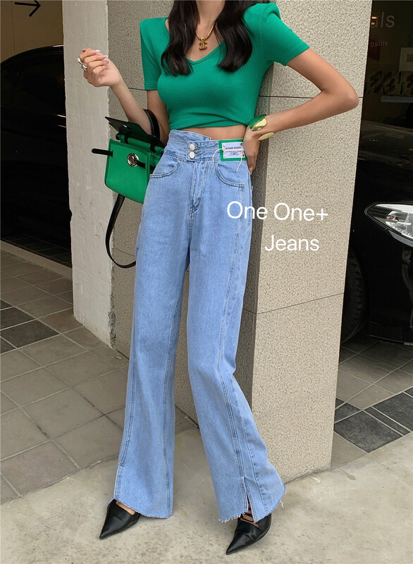 [one one home] slit straight tube versatile jeans 915\zxl